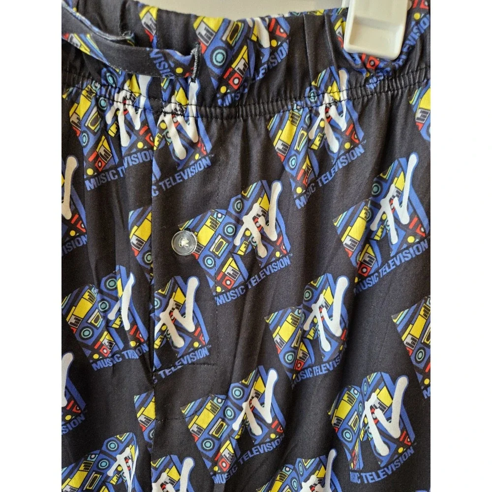 MTV Music TV Lounge Pajama Pants Men's L Black Retro Logo Intimo‎ 2022